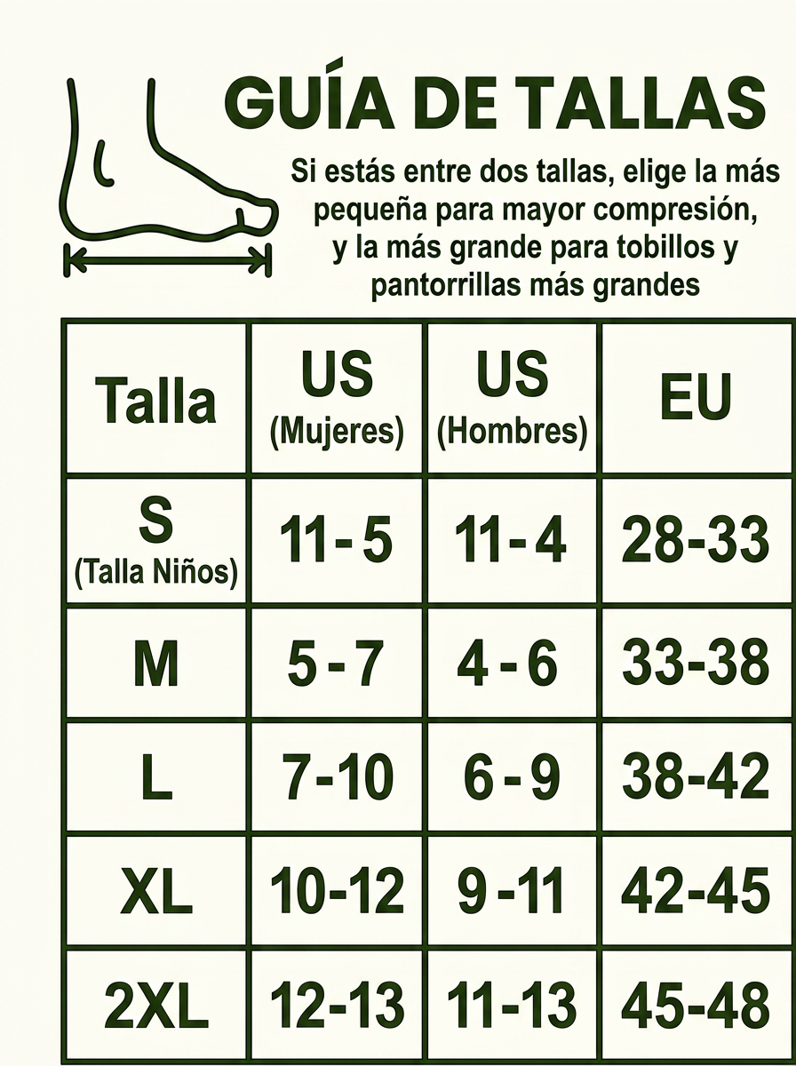 Guia de tallas: M equivale a EU 33-38, L a 38-42, XL a 42-45 y 2XL a 45-48